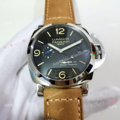 Panerai Luminor GMT PAM1321 Stainless Steel Brown Leather Strap Watches-Best Chinese Replica Watches on Sale